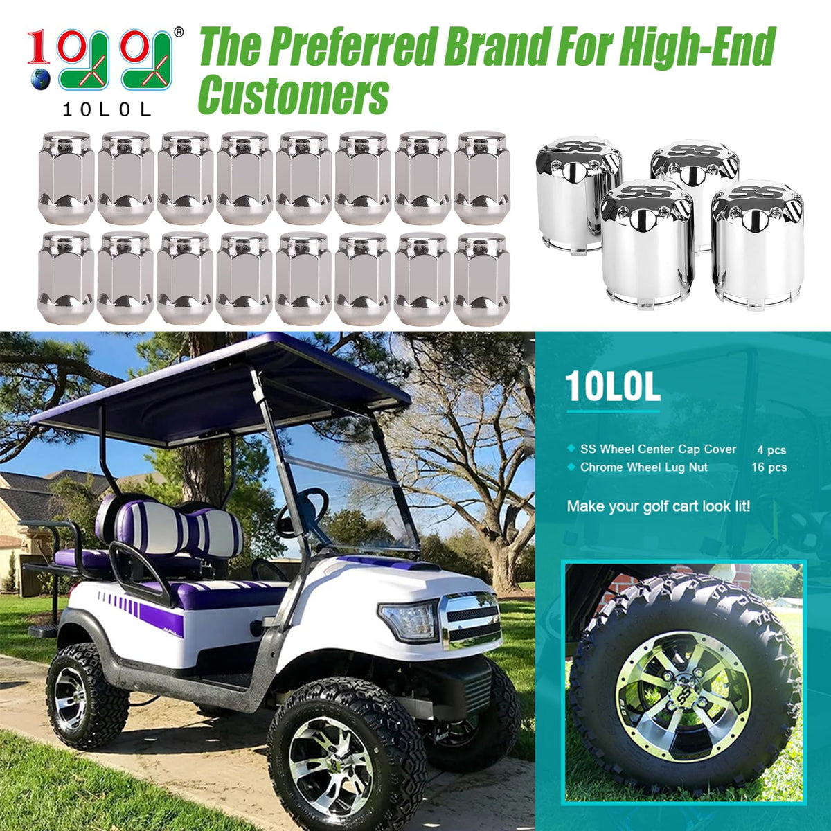 10L0L lug nuts in chrome provide durable wheel retention
