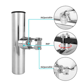 Stainless steel outdoor rod holder with bottom drainage for rain and spray