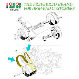 10L0L starter generator belt kit for Club Car DS highlights reliable power transfer