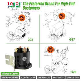 10L0L starter solenoid for Yamaha G23 – side view shows compact durability