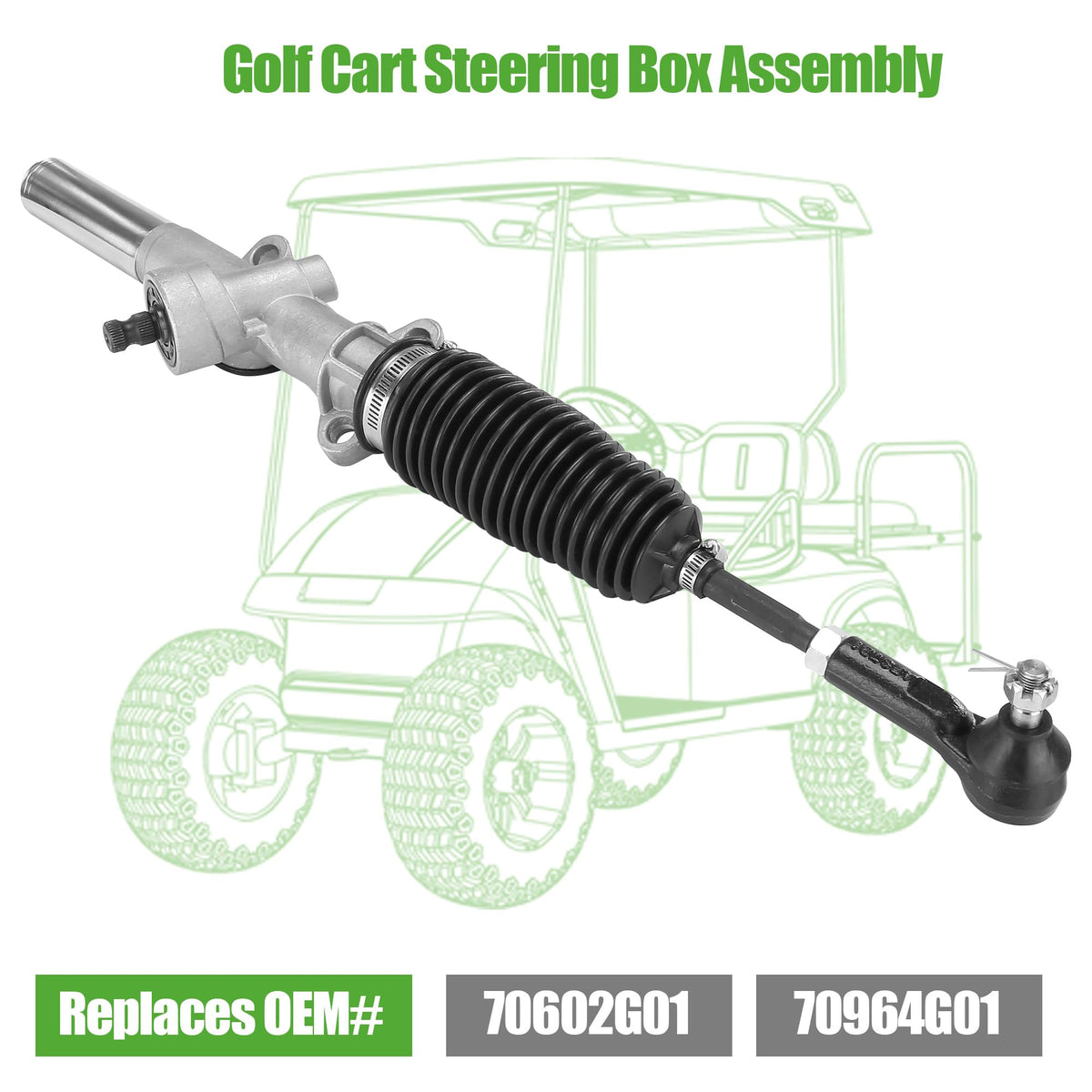 10L0L OEM replacement steering box compatible with 70964-G01 and 70602-G01 for EZGO TXT
