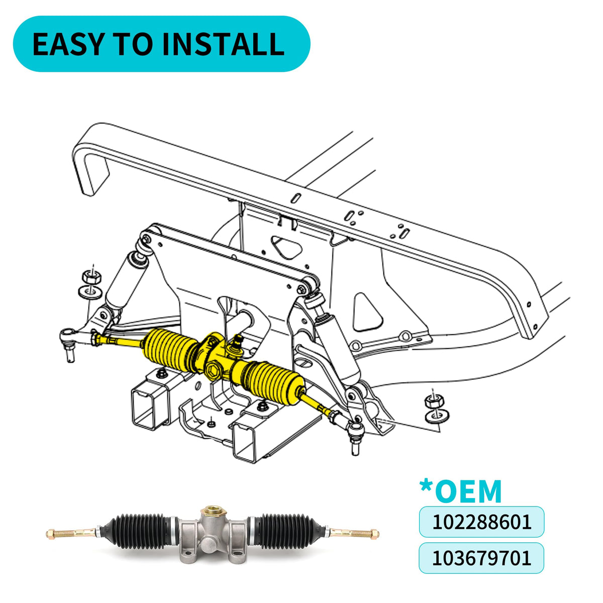 10L0L steering gear box assembly for Club Car Onward provides a reliable OEM replacement