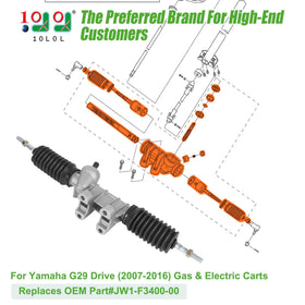 10L0L Steering Gear Box installation for Yamaha G29 Drive; easier maintenance and quicker replacement.