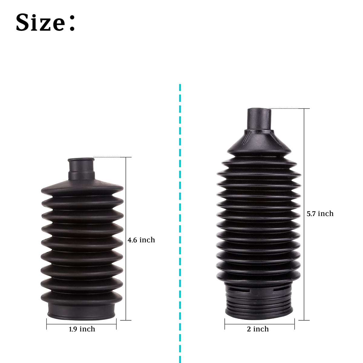 10L0L steering rack and pinion dust boot protects against moisture and dirt.