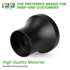Close-up of electroplated aluminum finish on the 10L0L adapter