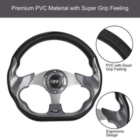 10L0L gray 12.5-inch steering wheel on Club Car DS with rust-resistant aluminum