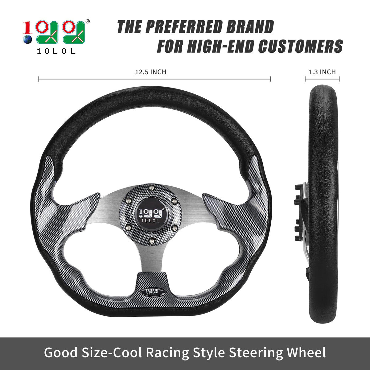 10L0L gray 12.5-inch steering wheel for EZGO TXT Valor improves grip and style