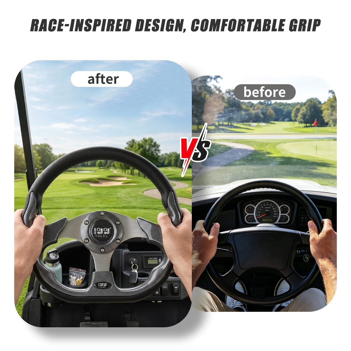 10L0L gray steering wheel flat-bottom design offers more driving space