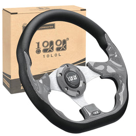 10L0L gray 12.5-inch steering wheel on Yamaha for comfortable grip and control