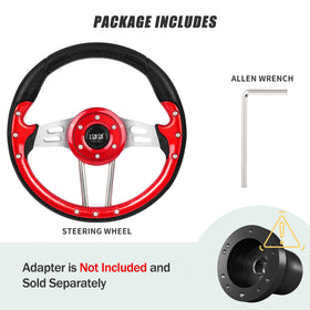 10L0L red steering wheel aluminum construction boosts durability.