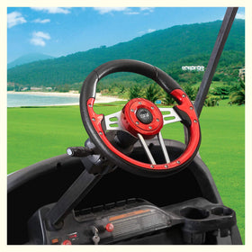 10L0L red wheel complements Club Car DS and Tempo aesthetics.