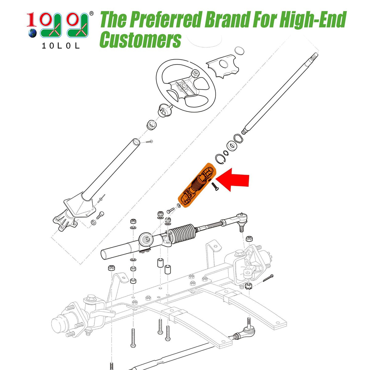 10L0L steering-yoke replacement 70580G01 view highlighting OEM-compatible design.