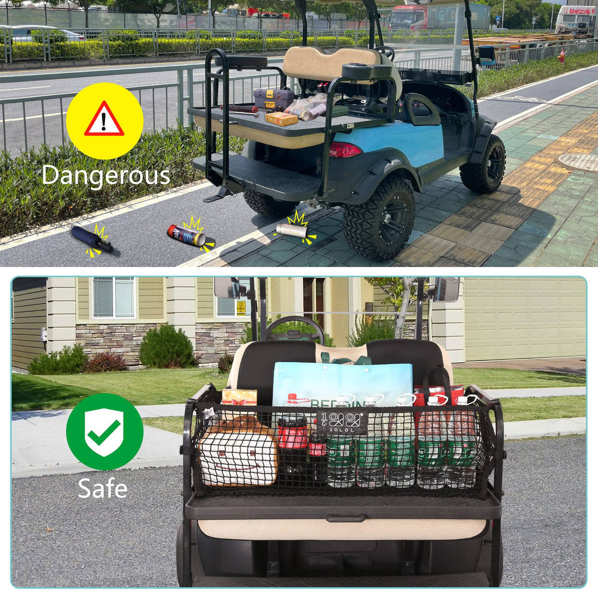 10L0L stretchable netting holds gear securely during trips.