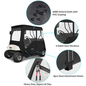 10L0L Sturdy metal fixing hooks keep enclosure stable in wind.