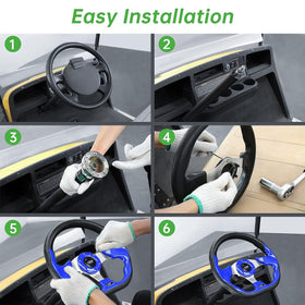 10L0L stylish blue interior accent on golf cart steering wheel