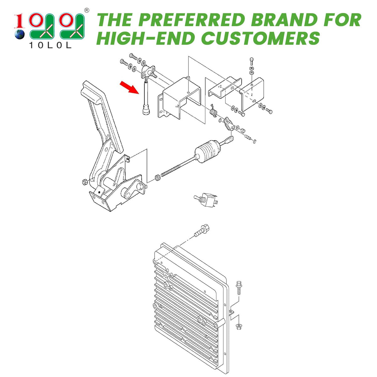 10L0L throttle sensor connector closeup, highlighting secure electrical connection.