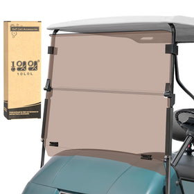 10L0L tinted windshield EZGO TXT front view showing glare reduction and visibility
