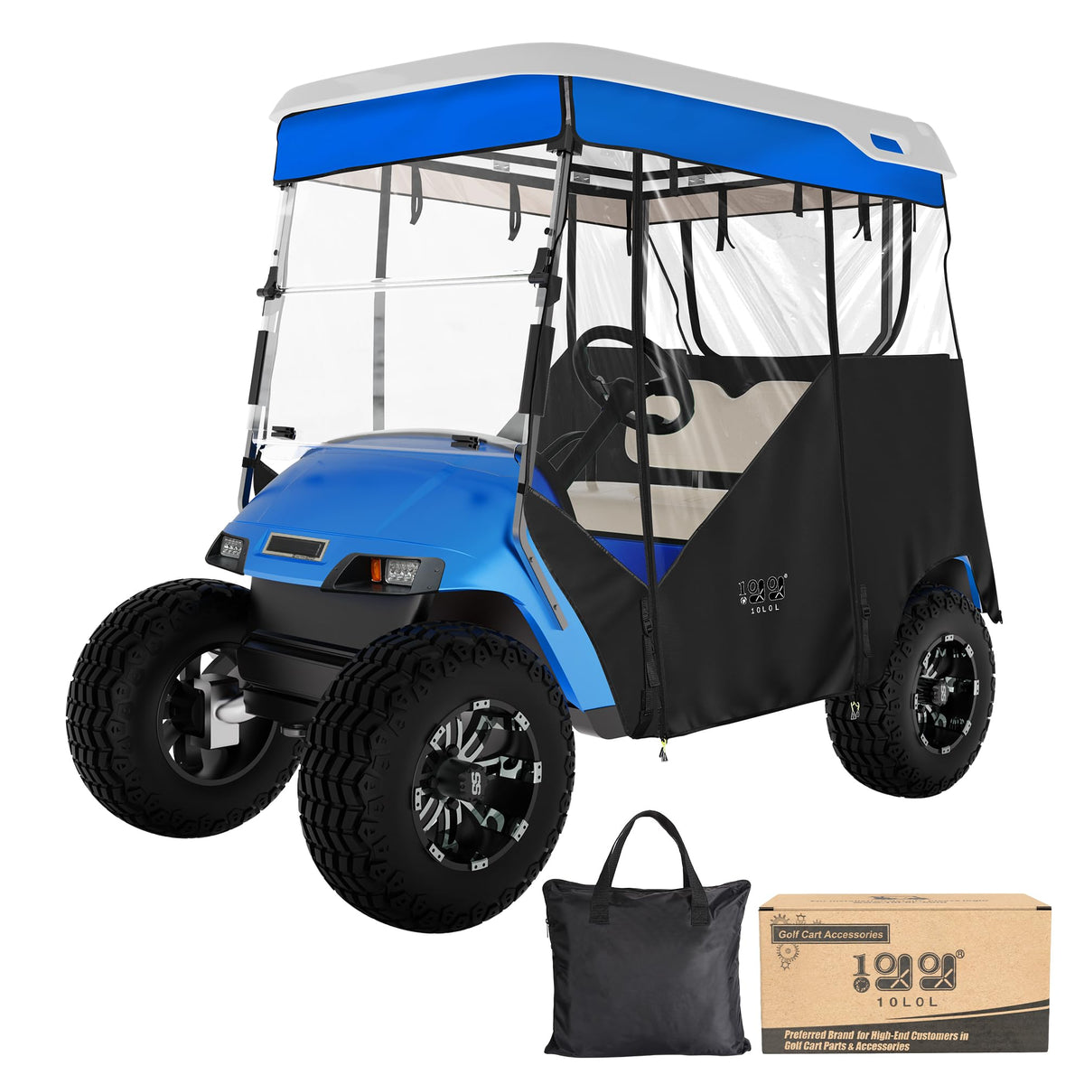 10L0L EZGO TXT track-style enclosure front view protects against rain