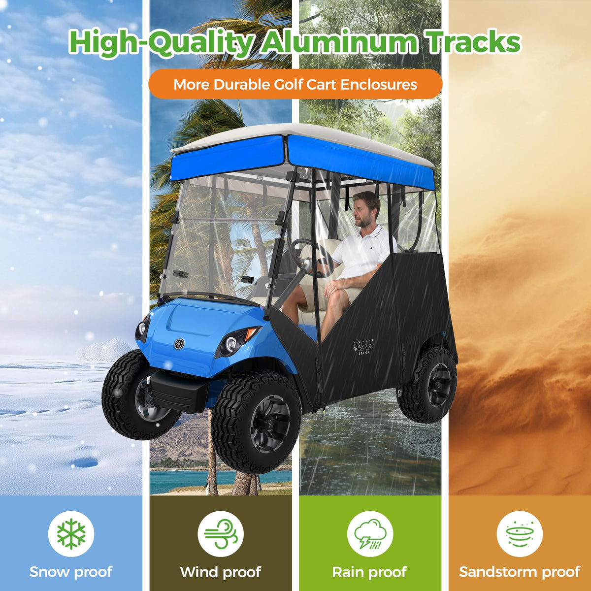 10L0L blue enclosure with clear PVC windows enhances daytime visibility