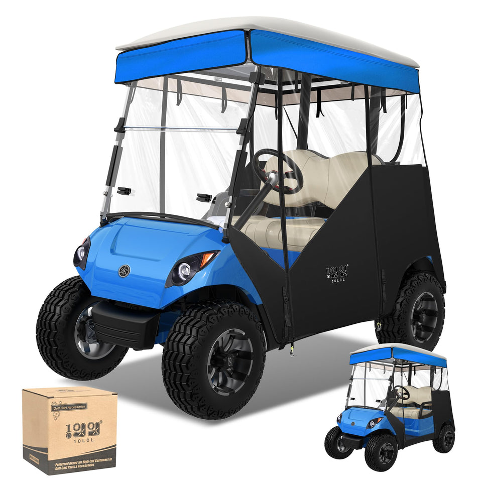 10L0L track-style enclosure for Yamaha G29 Drive, blue front view with a clear weatherproof window