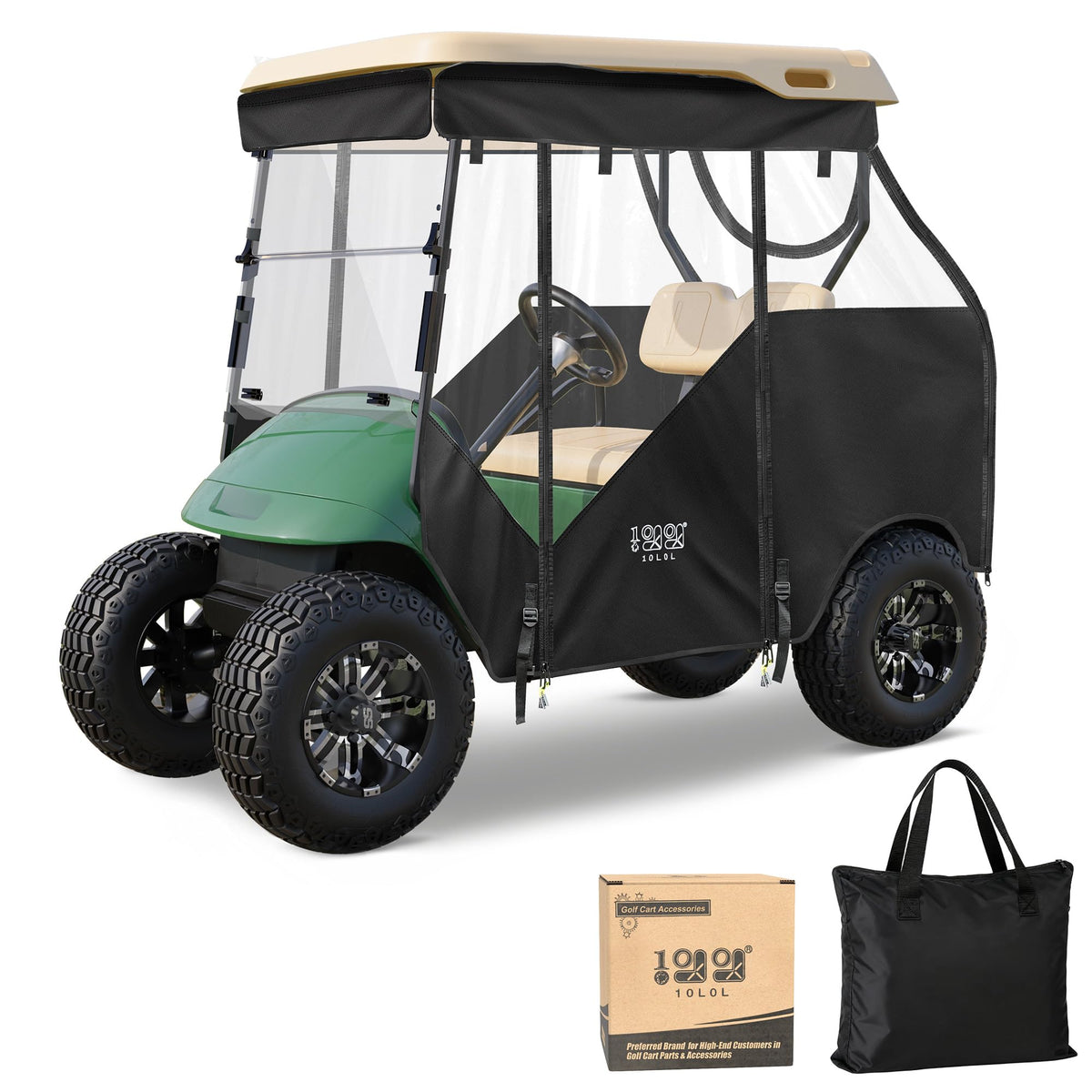 10L0L track-style enclosure front view offers clear visibility and all-weather protection
