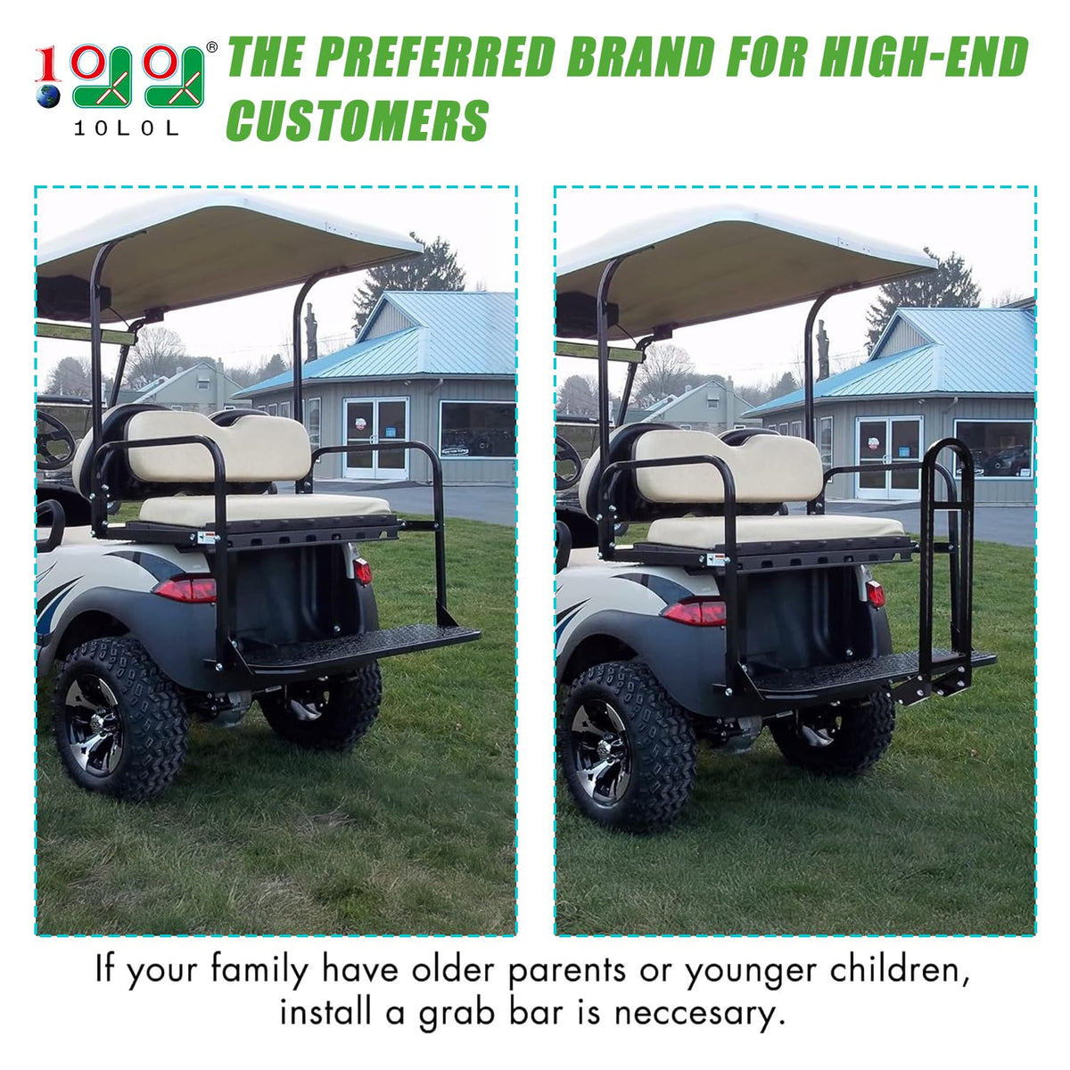 10L0L trailer hook hitch receiver compatible with EZ-GO, Club Car, and Yamaha carts