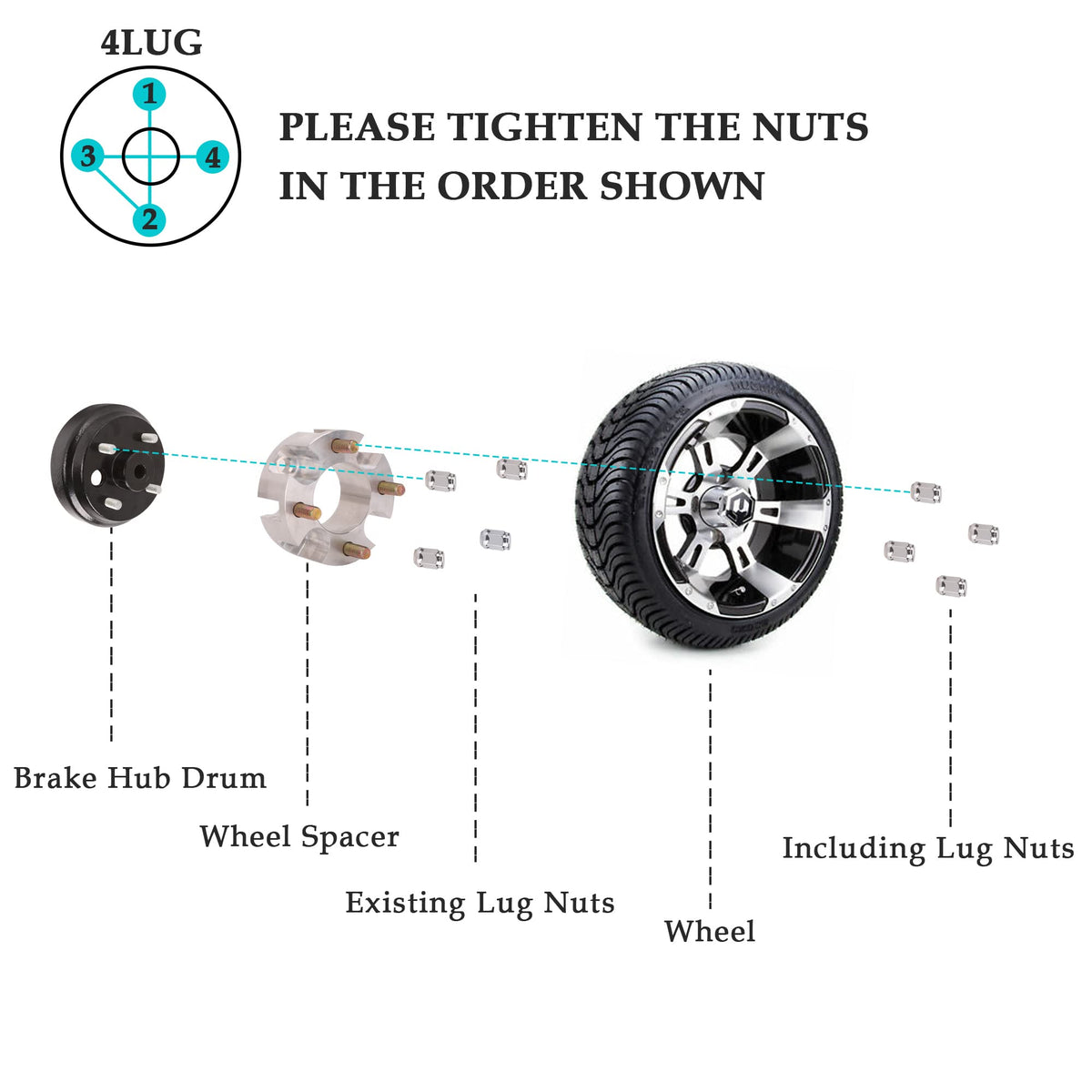10L0L triple-layer chrome-plated lug nuts included.