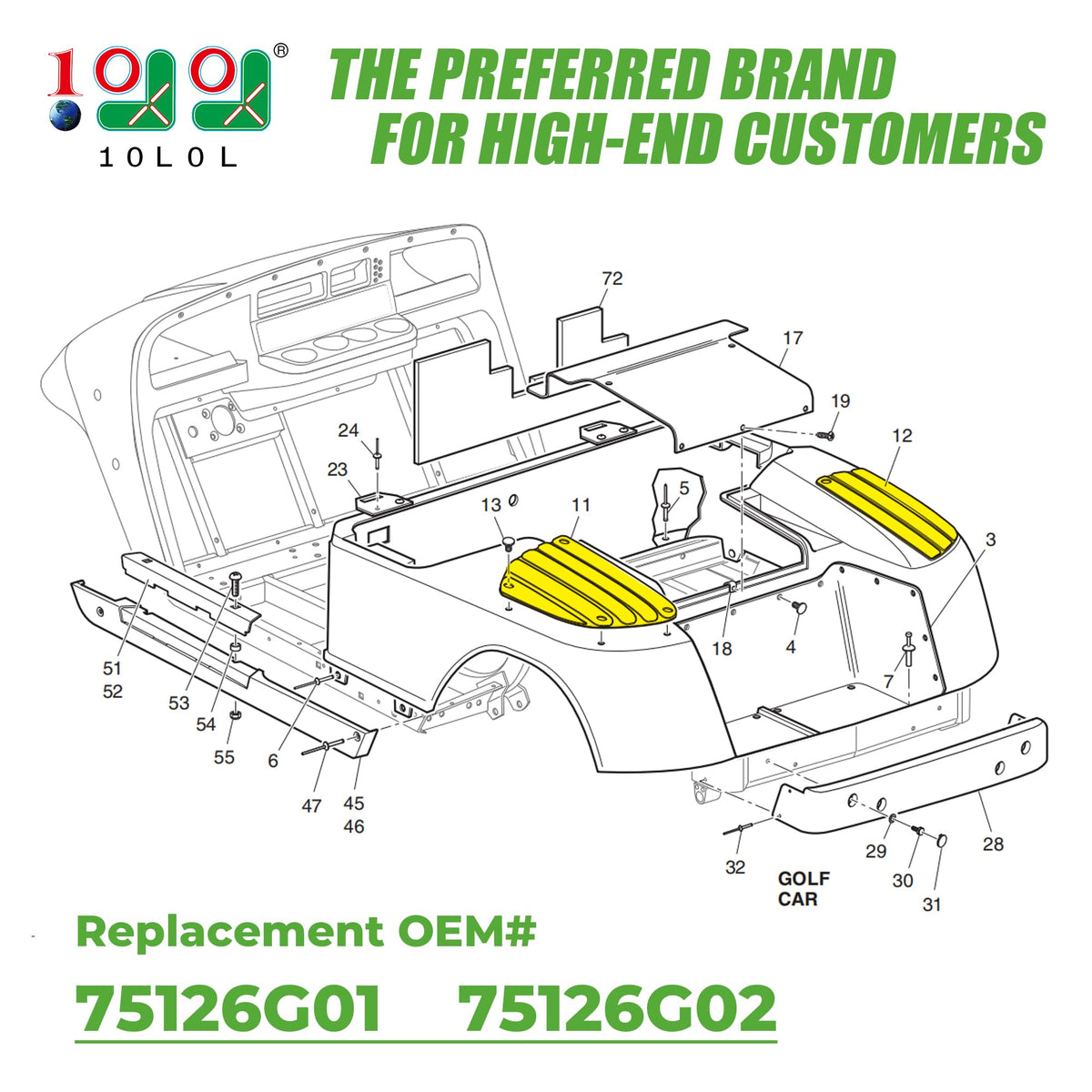 10L0L two-piece guard set on EZGO TXT for simple protection.