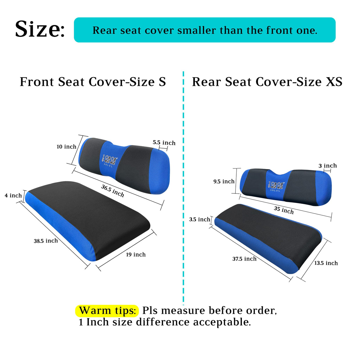10L0L two-tone blue seat cover update for golf carts