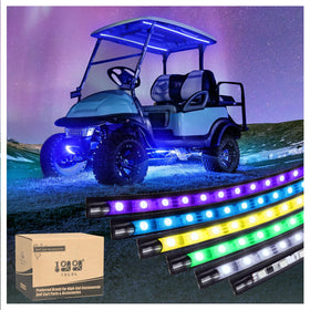 10L0L golf cart underbody light kit with canopy lights enhances night visibility and style.