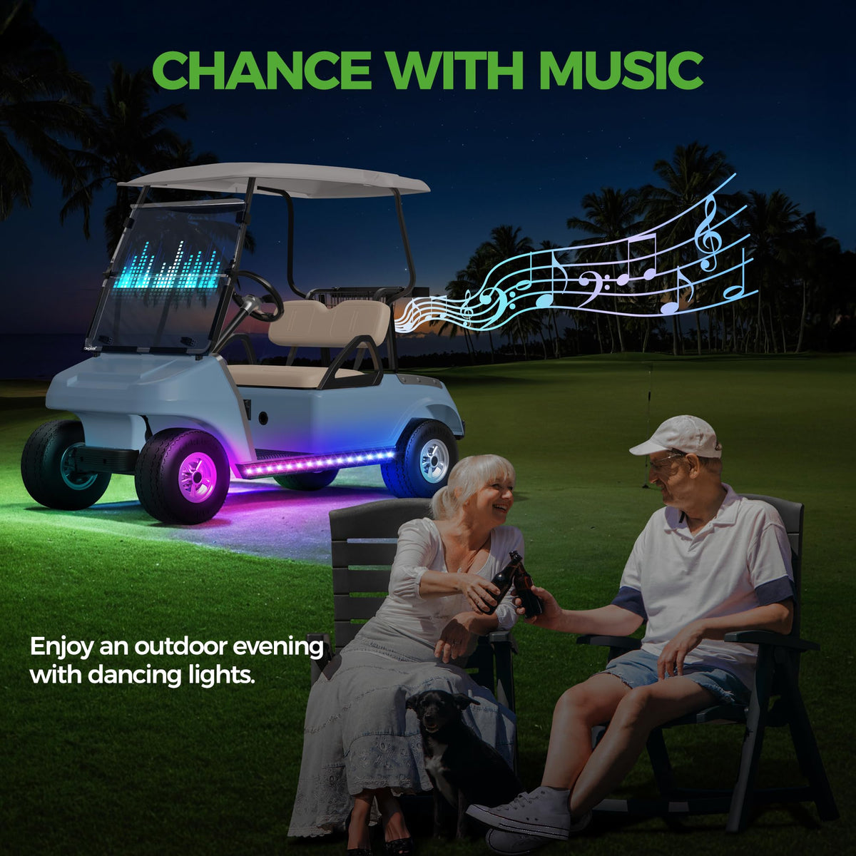 10L0L underglow kit on Club Car for dynamic color display