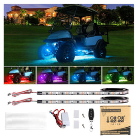 10L0L underglow kit on EZGO cart for vibrant night rides