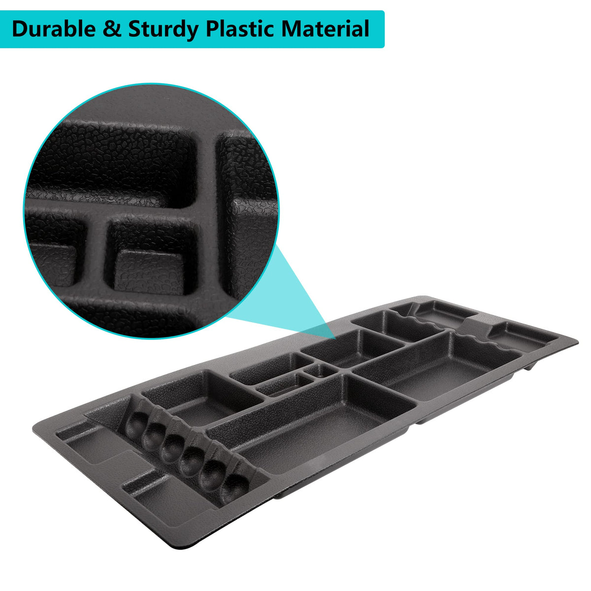 10L0L underseat tray provides ample storage for towels, phones, keys