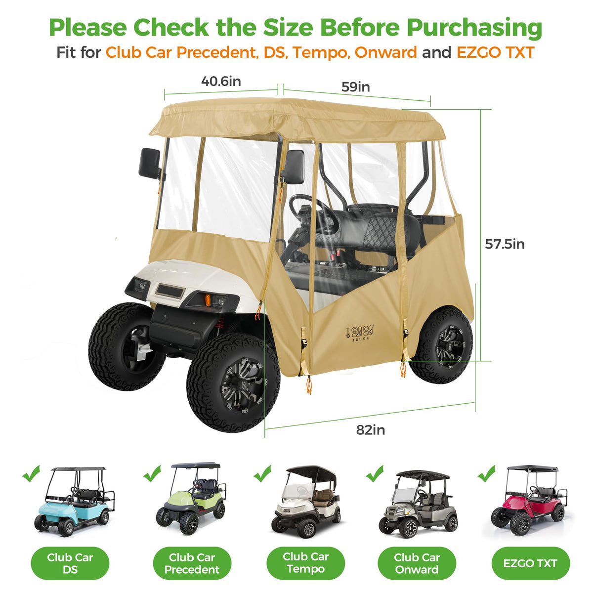 10L0L universal enclosure fits Club Car DS and EZGO TXT models