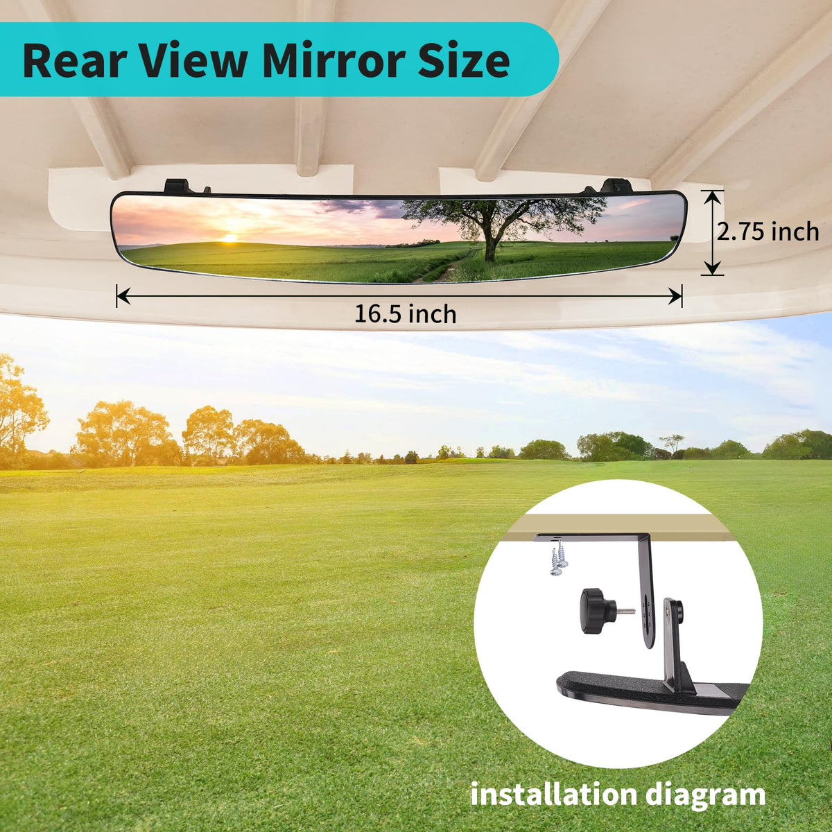 10L0L universal-fit mirrors compatible with Yamaha, Club Car, EZGO