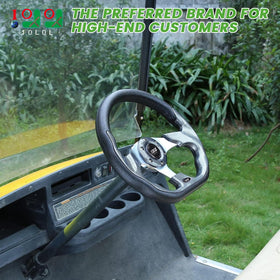 10L0L universal-fit steering wheel highlighting compatibility with Yamaha, EZGO and Club Car.