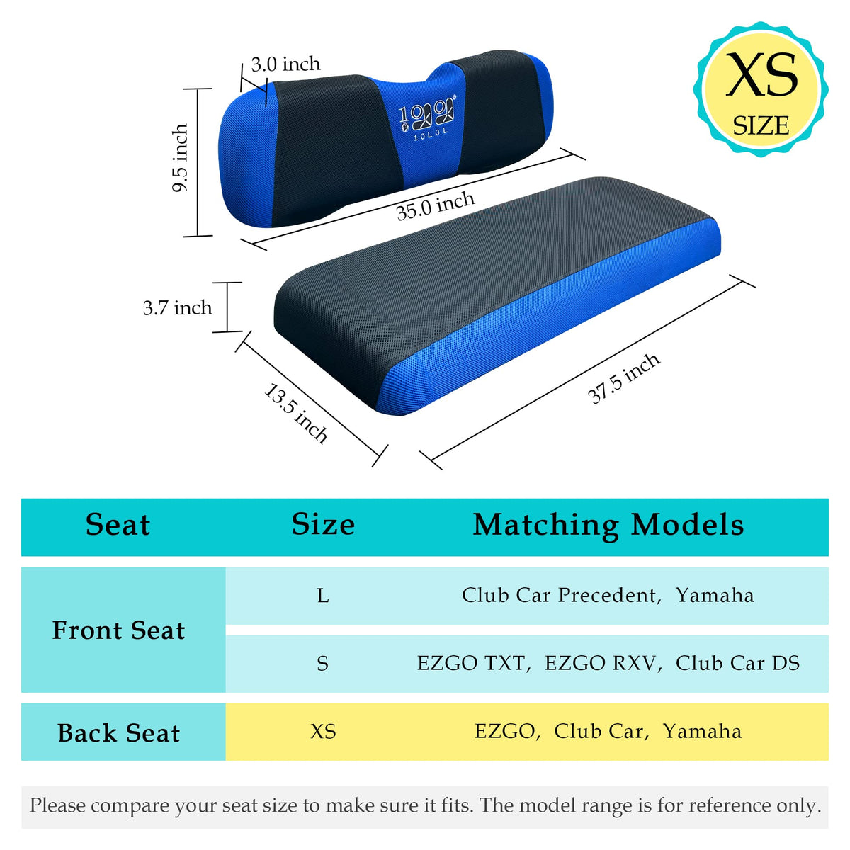10L0L universal fit for EZGO Club Car Yamaha rear flip seats