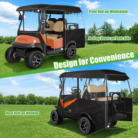 10L0L universal-fit golf cart cover for Yamaha, Club Car, EZGO, simplifying compatibility.
