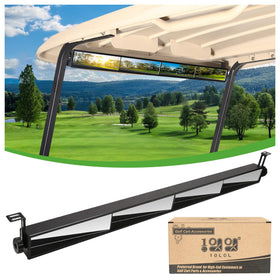 10L0L universal golf cart mirror mounted on Yamaha EZGO for safer rear visibility.