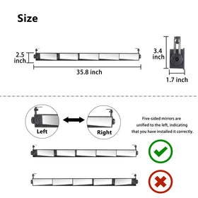 10L0L universal golf cart 5-panel mirror adjustable angle for sightline customization