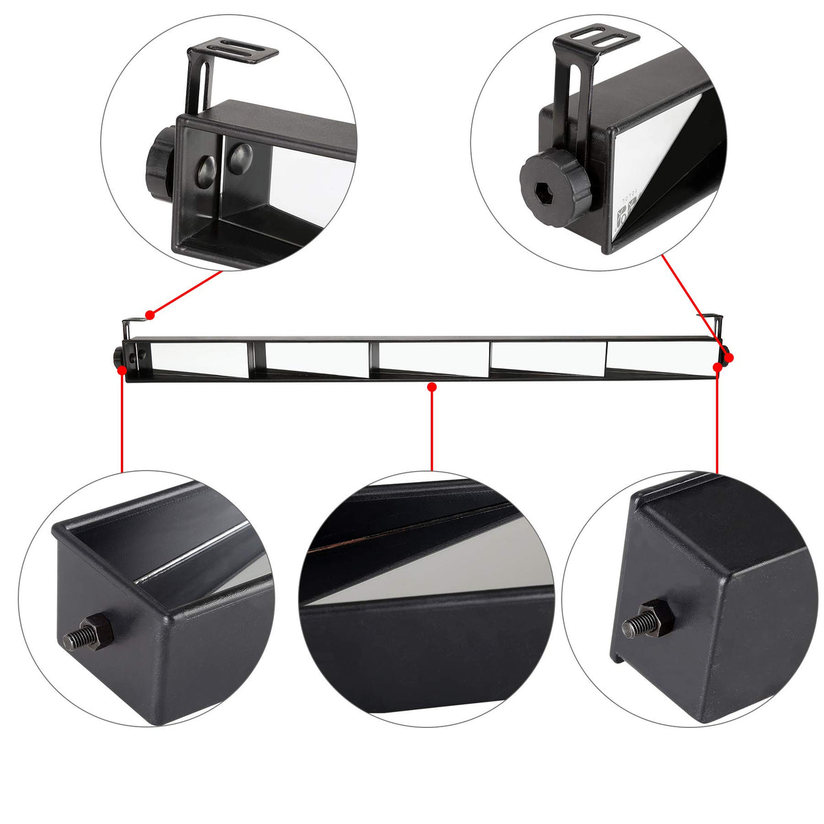 10L0L universal golf cart 5-panel mirror durable plastic backing reduces vibration on rough terrain