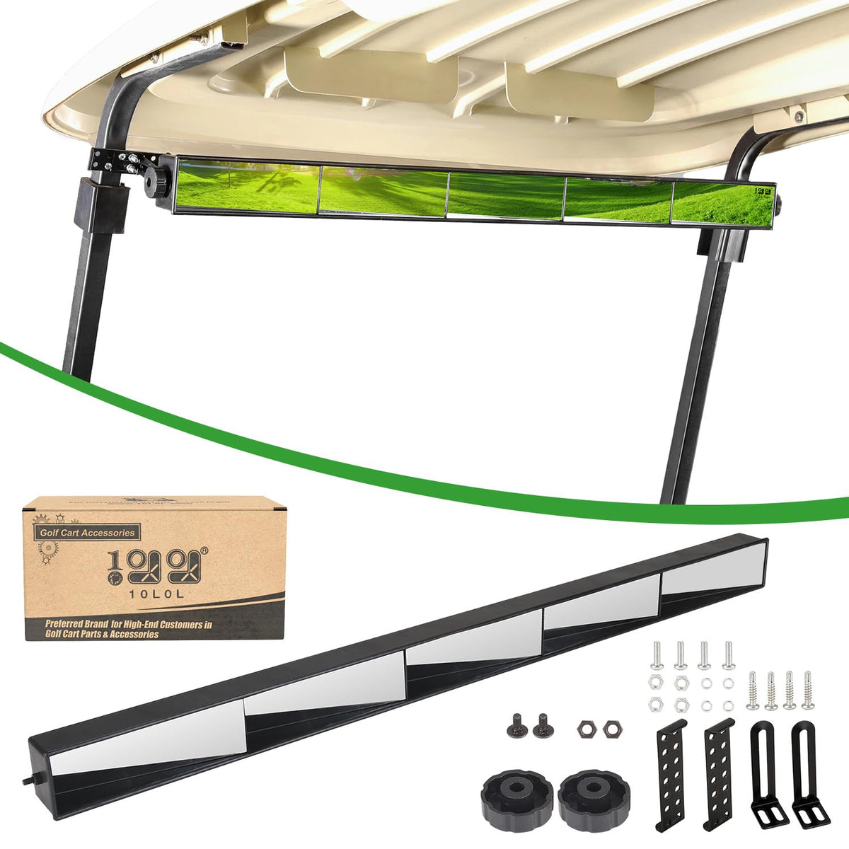 10L0L universal golf cart 5-panel mirror front roof mount improves rear visibility