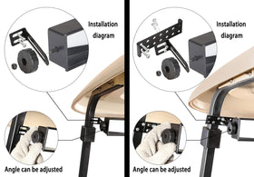 10L0L universal golf cart 5-panel mirror installation kit with brackets and screws