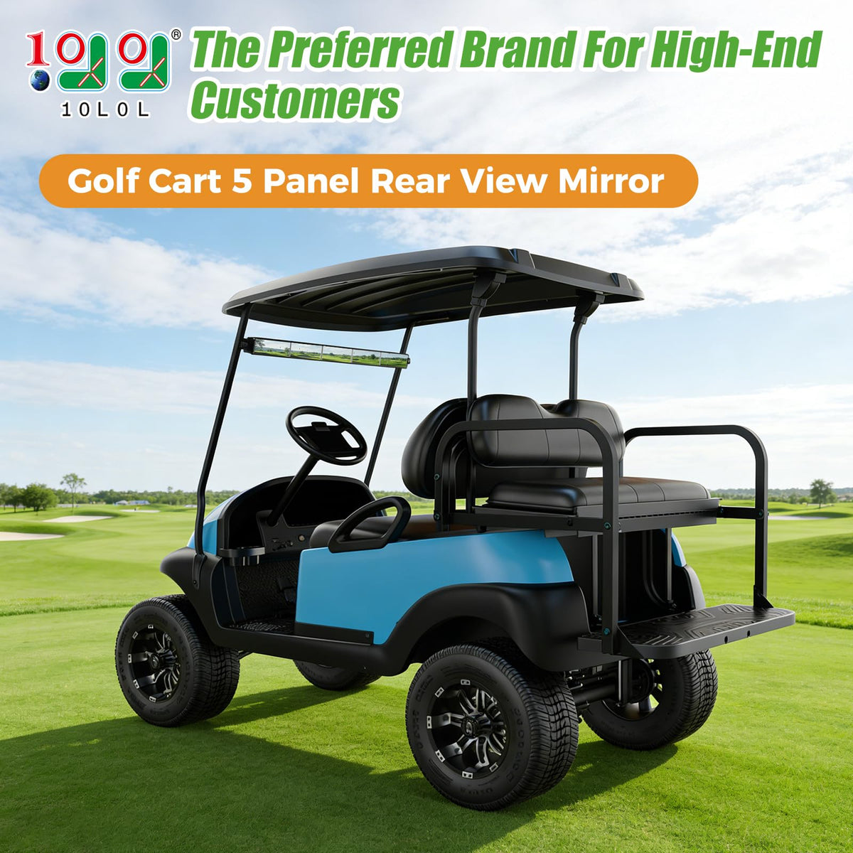10L0L universal golf cart mirror side-mount bracket for rear visibility