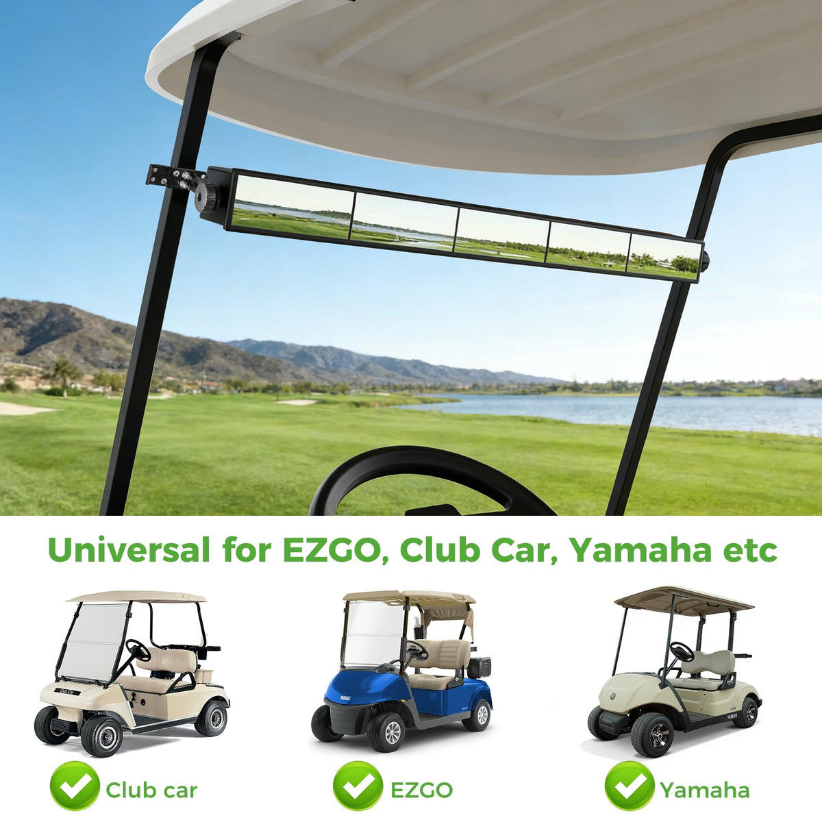 10L0L universal golf cart mirror stainless brackets resist rust