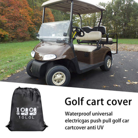 10L0L universal golf cart cover easy-installation view demonstrates simple setup with three zippers.
