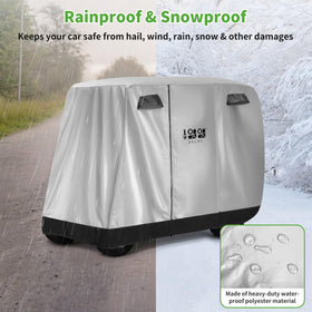 Elastic wind straps and buckles secure the cover in windy conditions