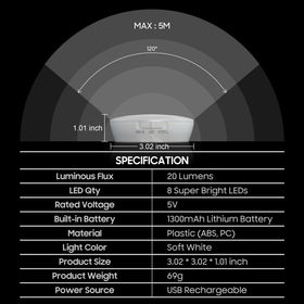 10L0L dome light features 1300mAh battery for 6+ hours