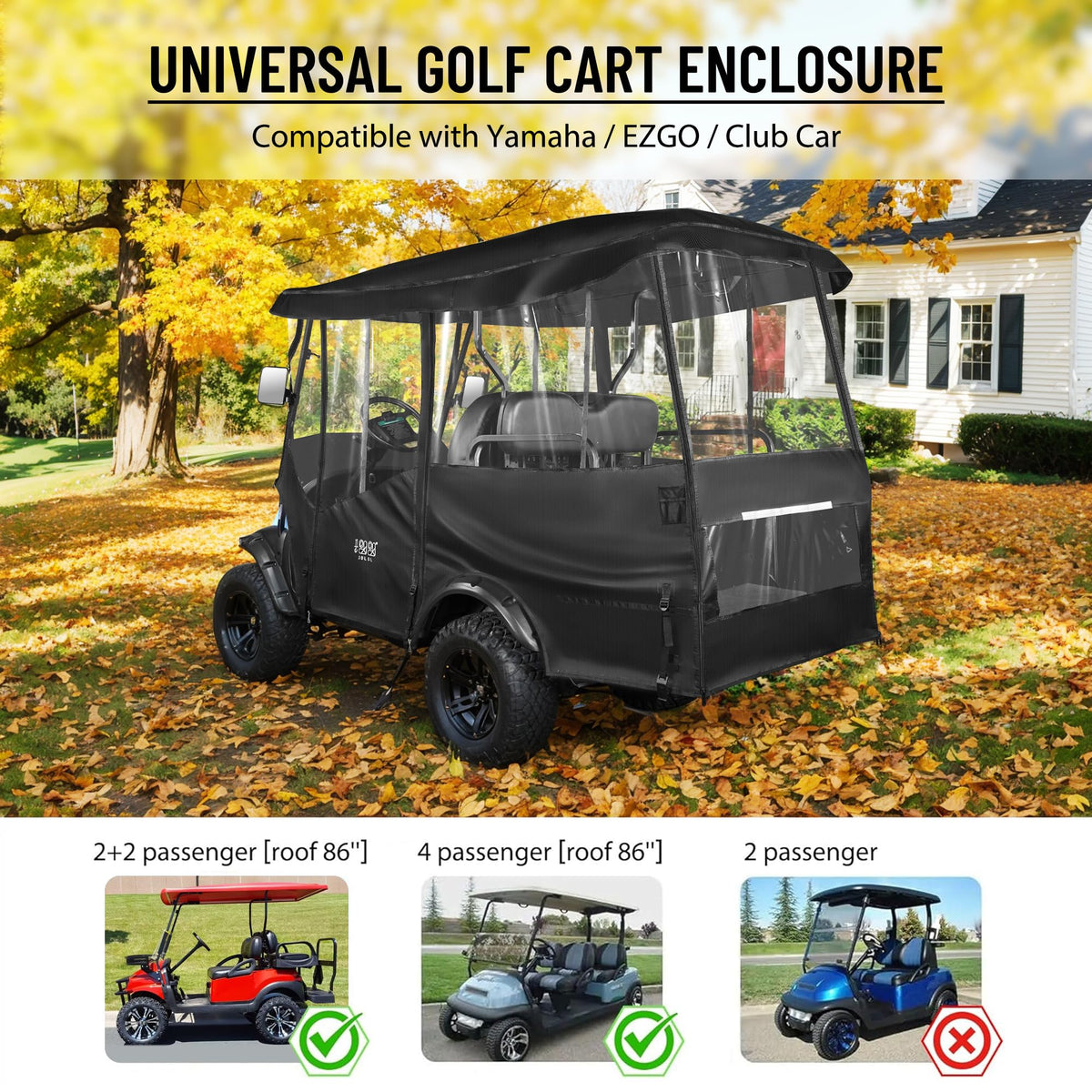 10L0L universal golf cart enclosure 600D fabric close-up highlighting durability and waterproofing