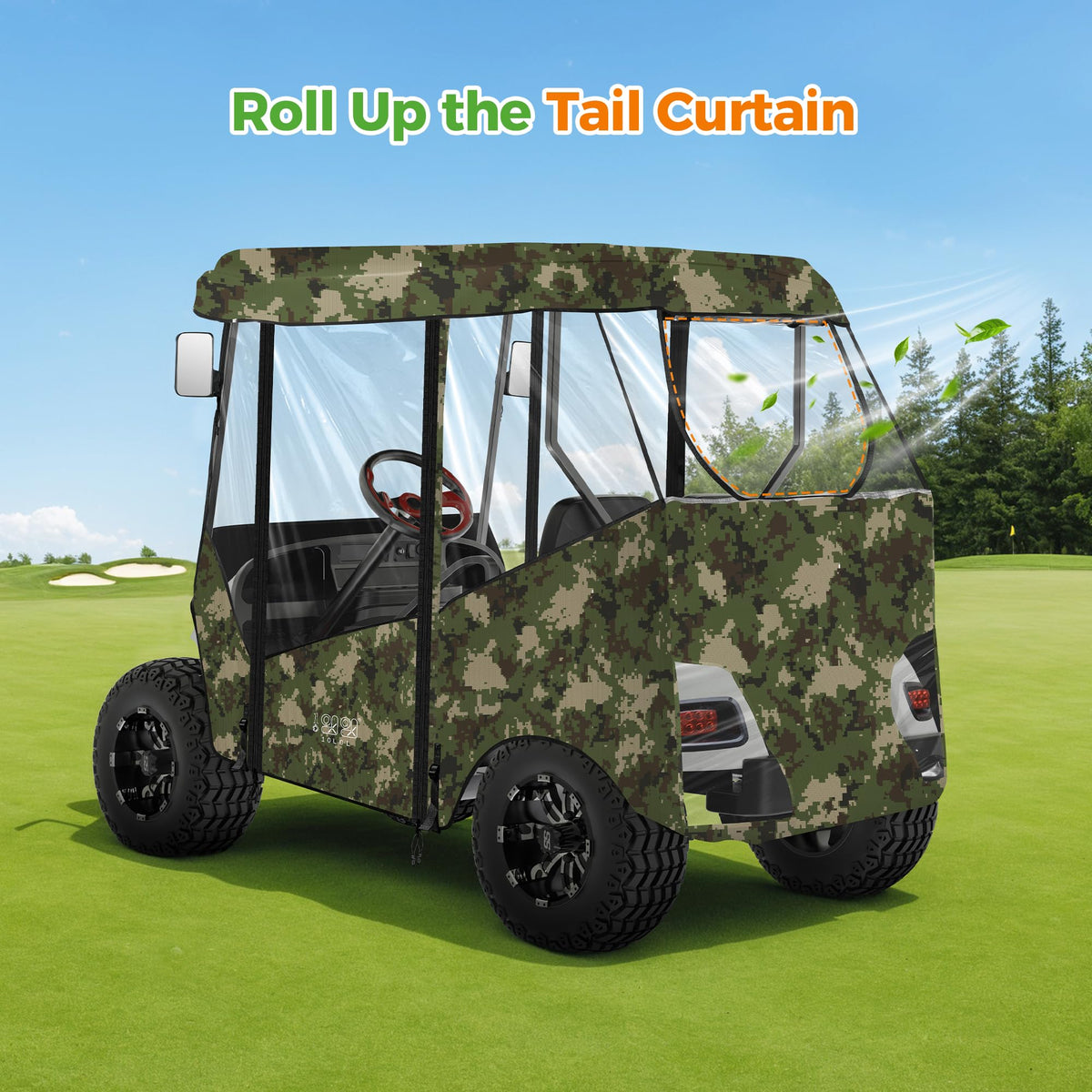 All-weather coverage from 10L0L golf cart enclosure protecting outdoor carts